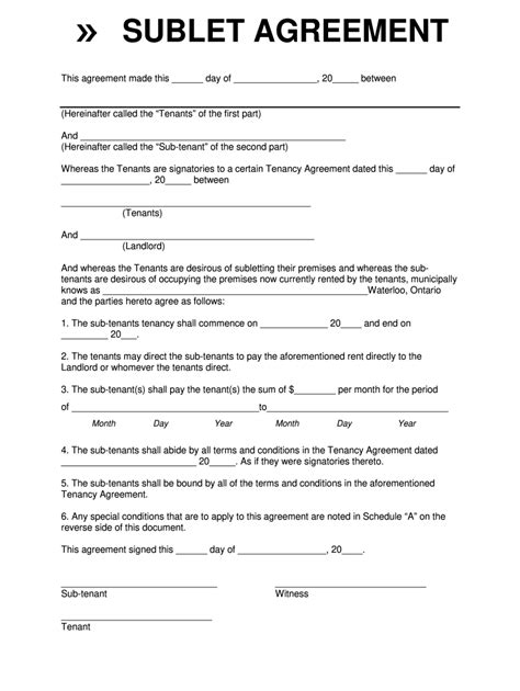 Sublease Agreement Template Ontario